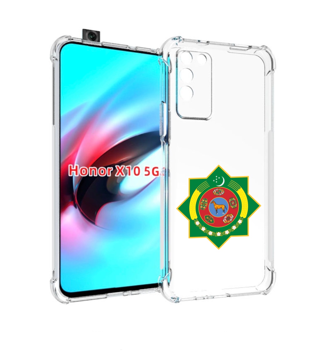

Чехол MyPads герб-туркменистан для Honor X10, Прозрачный, Tocco