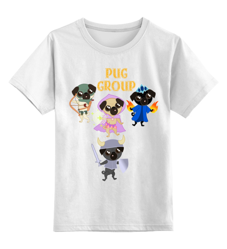 

Детская футболка Printio Мопсы — герои. pug group. цв.белый р.104, 0000002416810