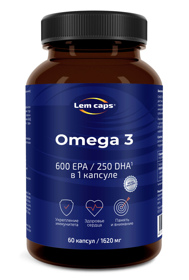 Купить Омега-3 950 мг Lemcaps 600 ЭПК / 250 ДГК капсулы 60 шт.