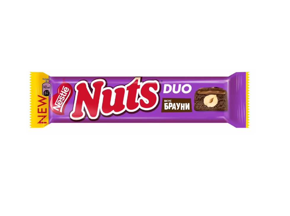 Батончик шоколадный Nuts вкус брауни, с фундуком, 24x60 г