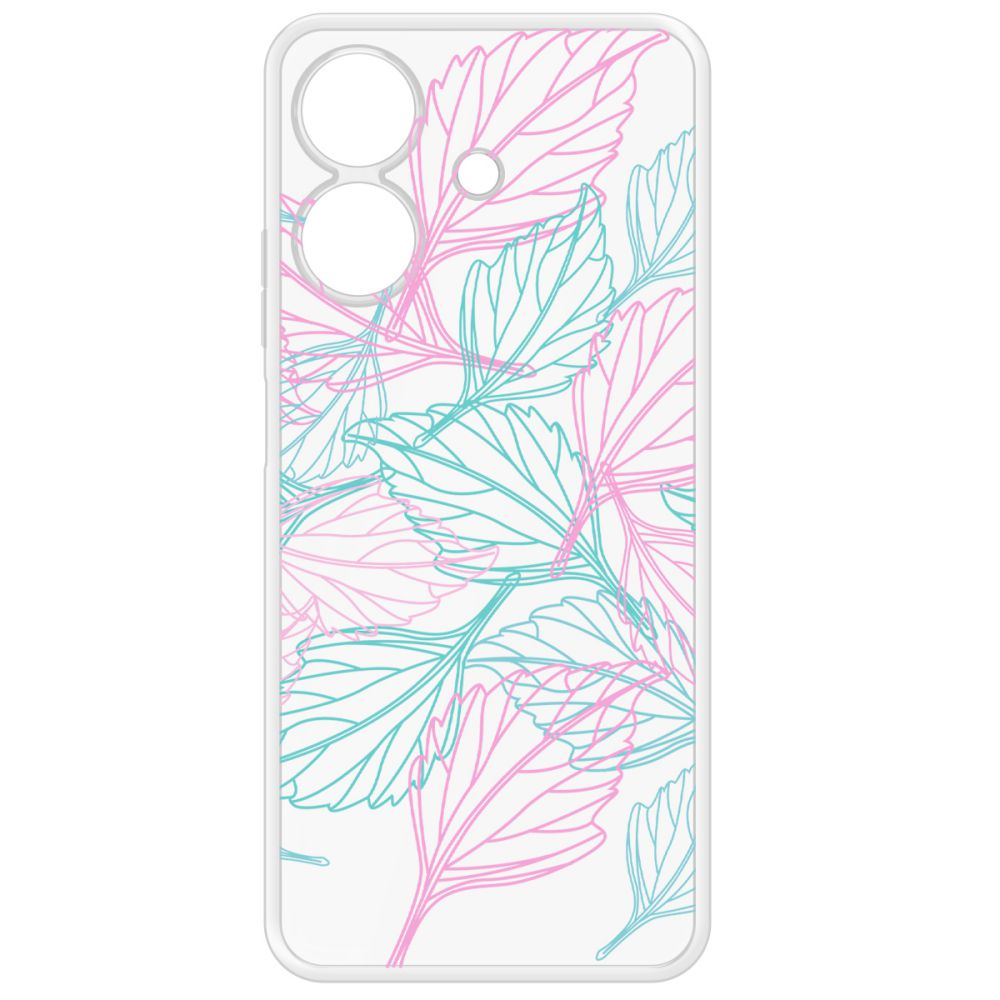 

Чехол-накладка Krutoff Clear Case Листья паттерн для Realme Note 60, Прозрачный
