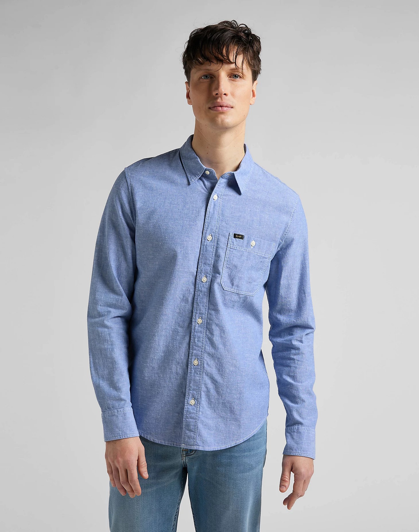 

Рубашка мужская Lee L66NORUF голубая 2XL, L66NORUF