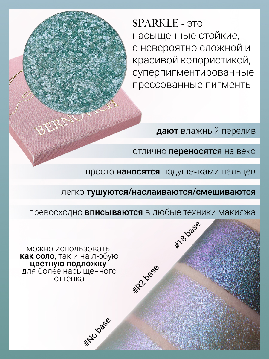 Тени для век Bernovich X 49 Sparkle 15г Польша голубой,  фиолетовый