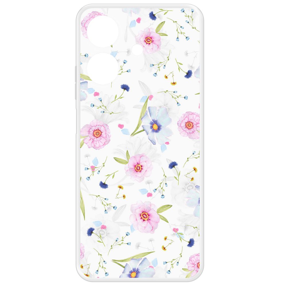 

Чехол-накладка Krutoff Clear Case Цветочный паттерн 3 для Realme Note 60, Прозрачный