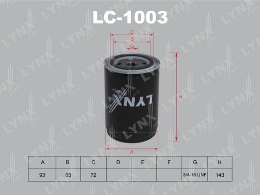 

Фильтр масляный LYNXauto LC-1003