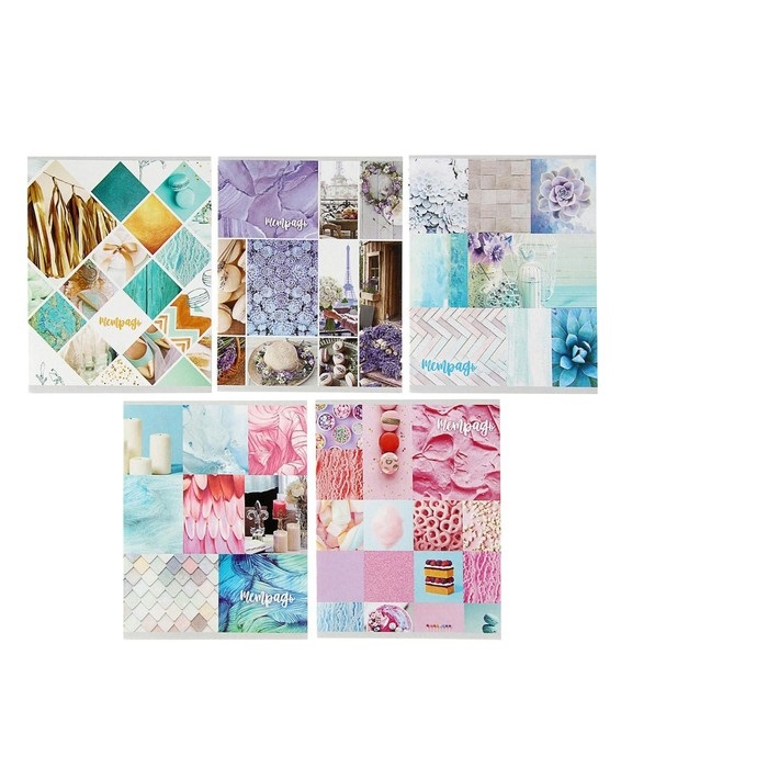 

Комплект тетрадей из 5 шт, 36 листов, клетка, Узоры, обложка мелованный картон, блок офсет