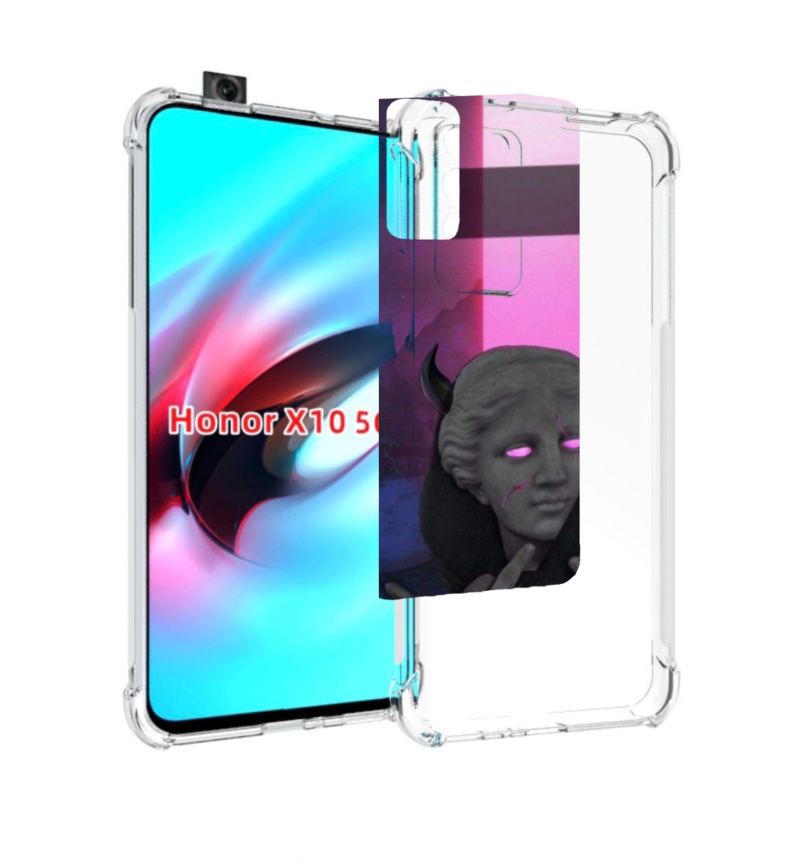 

Чехол MyPads глитч-статуя для Honor X10, Прозрачный, Tocco