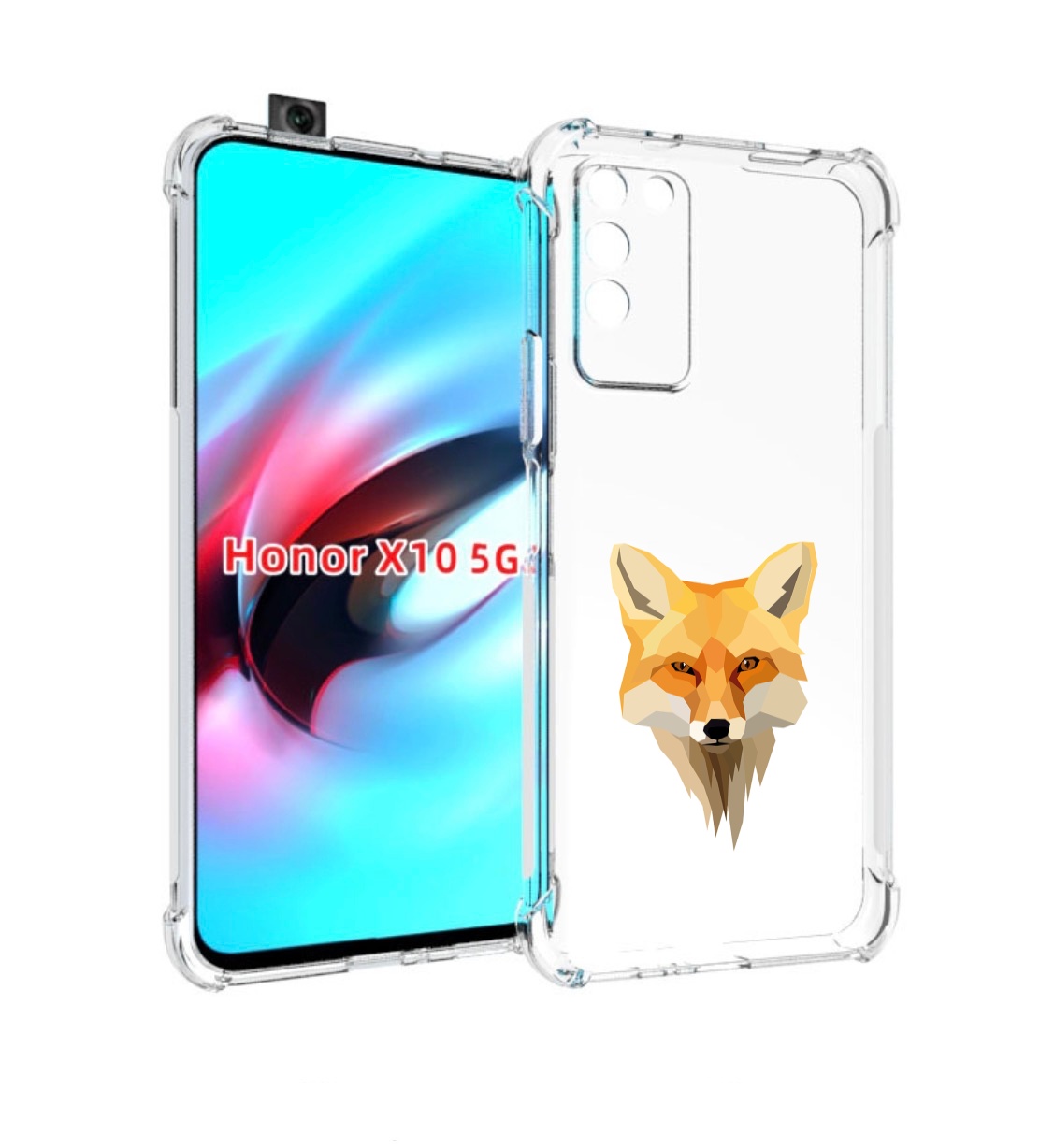 

Чехол MyPads голова-лисы для Honor X10, Прозрачный, Tocco