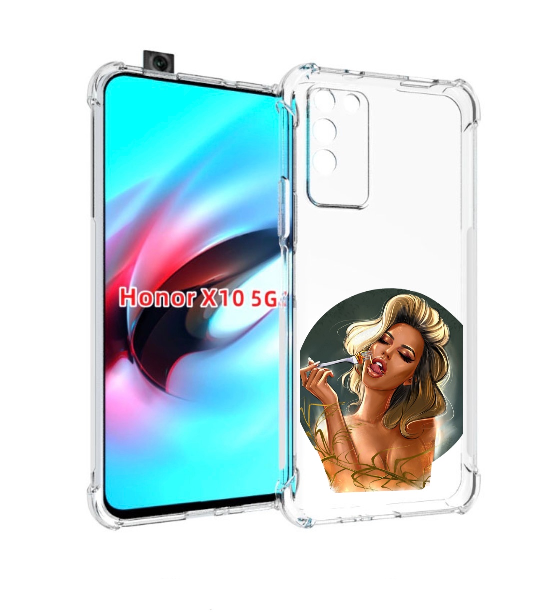 

Чехол MyPads голодная-девушка-модель женский для Honor X10, Прозрачный, Tocco