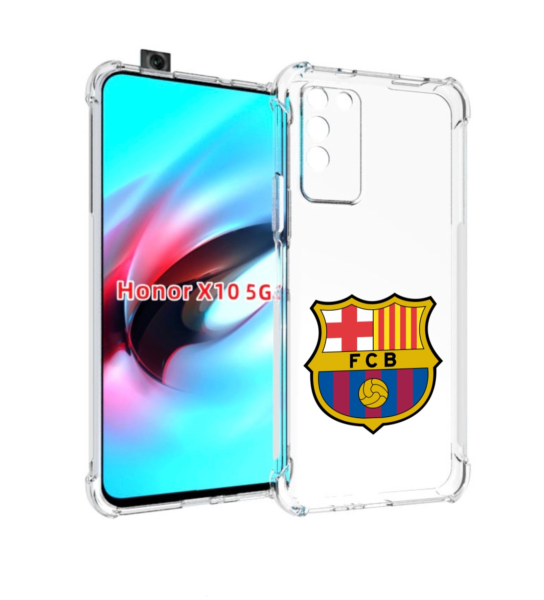 

Чехол MyPads ФК FCB Барселона для Honor X10, Прозрачный, Tocco