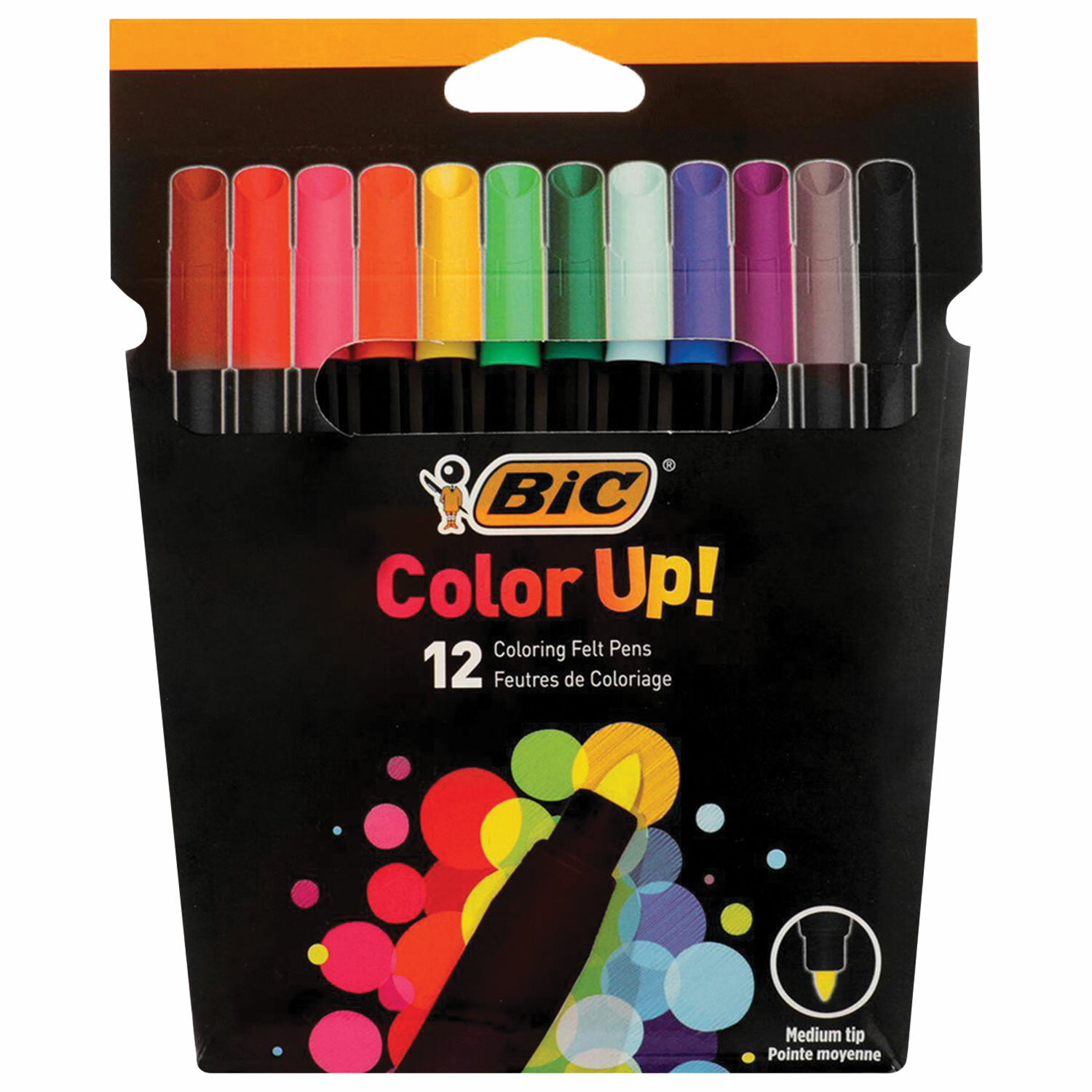 Фломастеры 12 цветов BIC Color UP, суперсмываемые, вентилируемый колпачок 2 шт