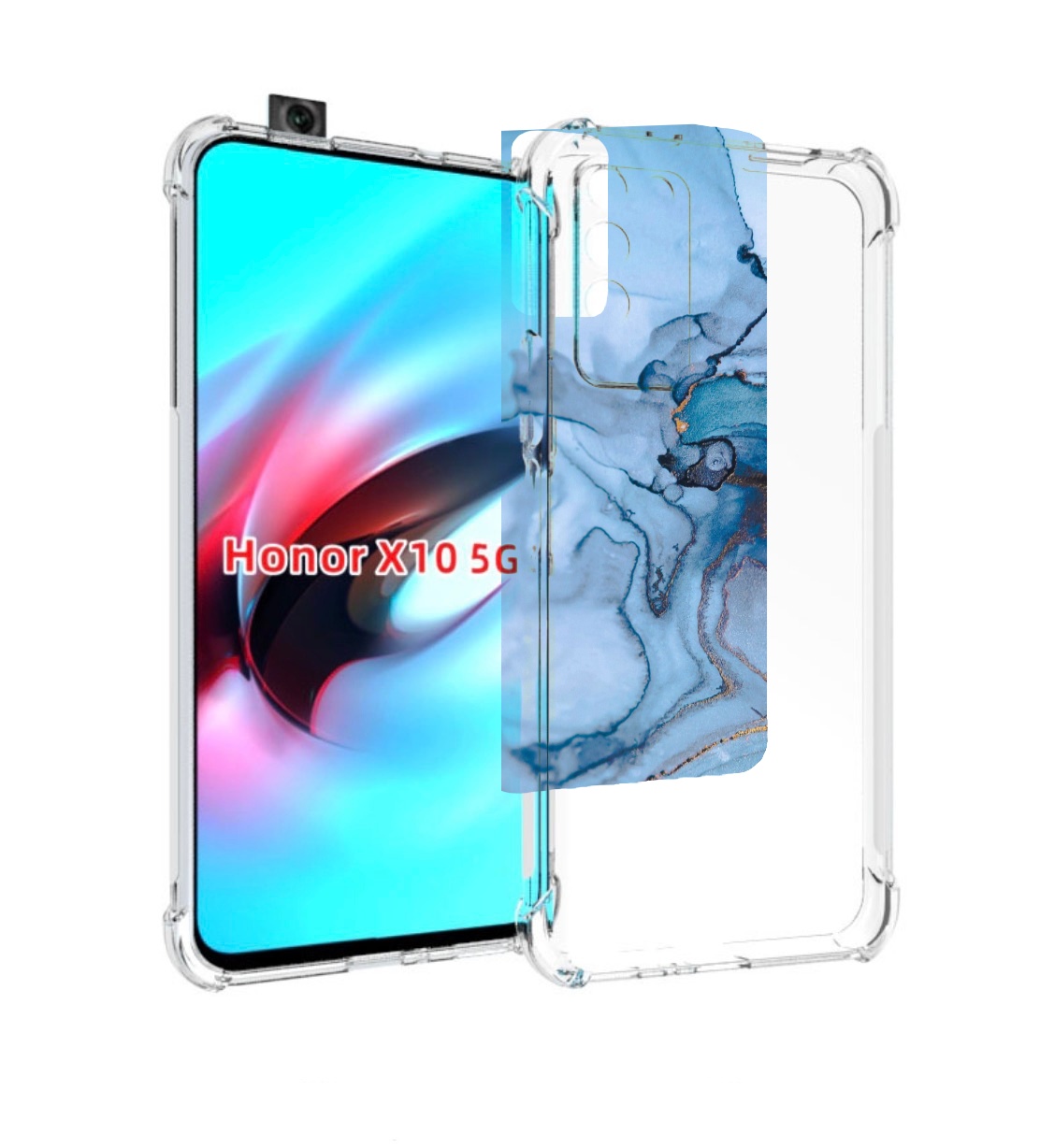 

Чехол MyPads голубой мрамор для Honor X10, Прозрачный, Tocco