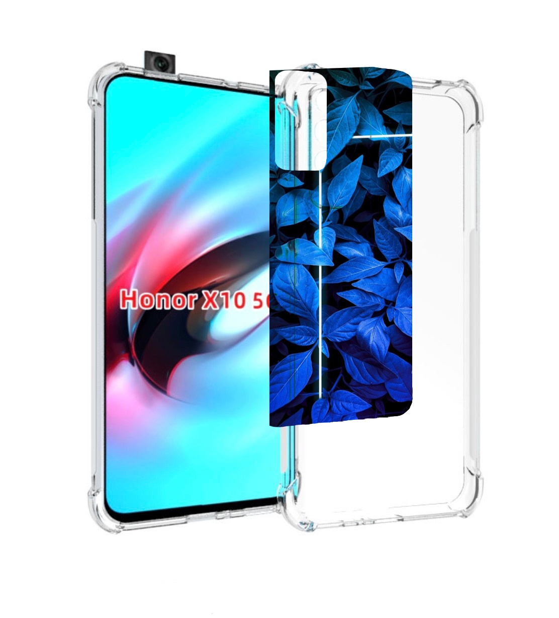

Чехол MyPads голубые цветочки неон для Honor X10, Прозрачный, Tocco