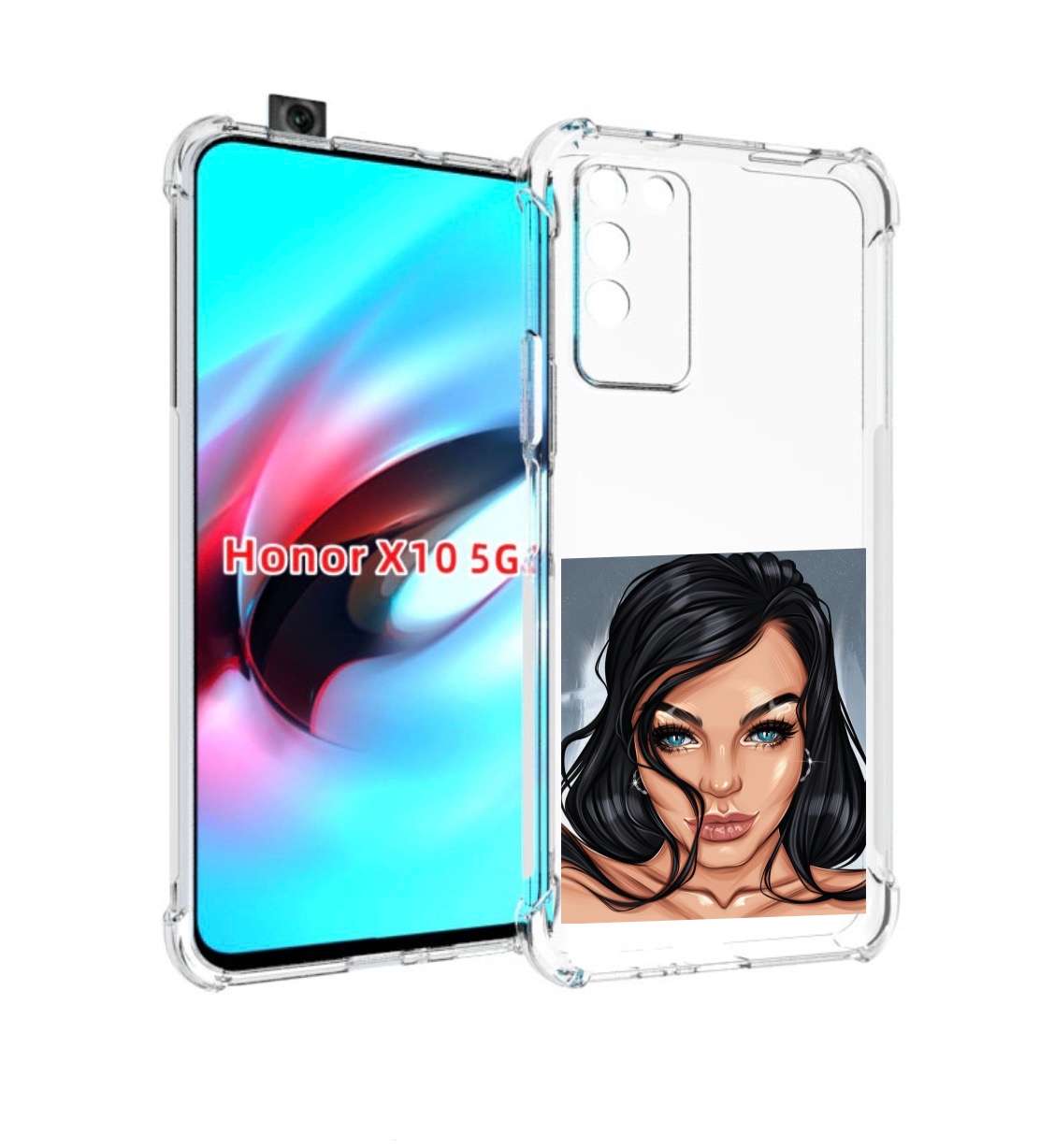 

Чехол MyPads голубые-глаза-у-брюнетки женский для Honor X10, Прозрачный, Tocco