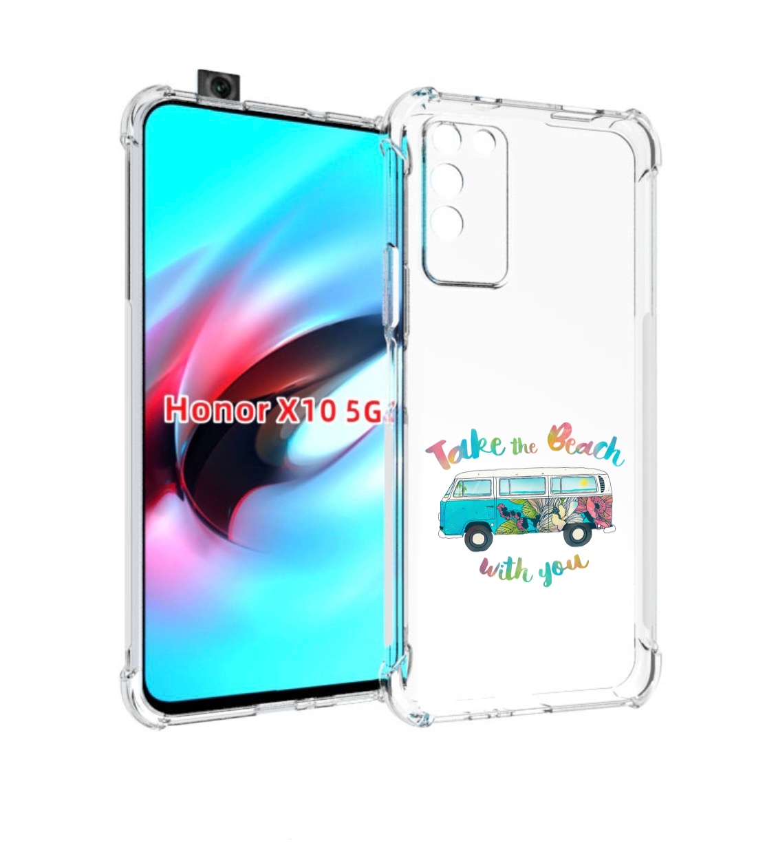 

Чехол MyPads Хиппи автобус для Honor X10, Прозрачный, Tocco