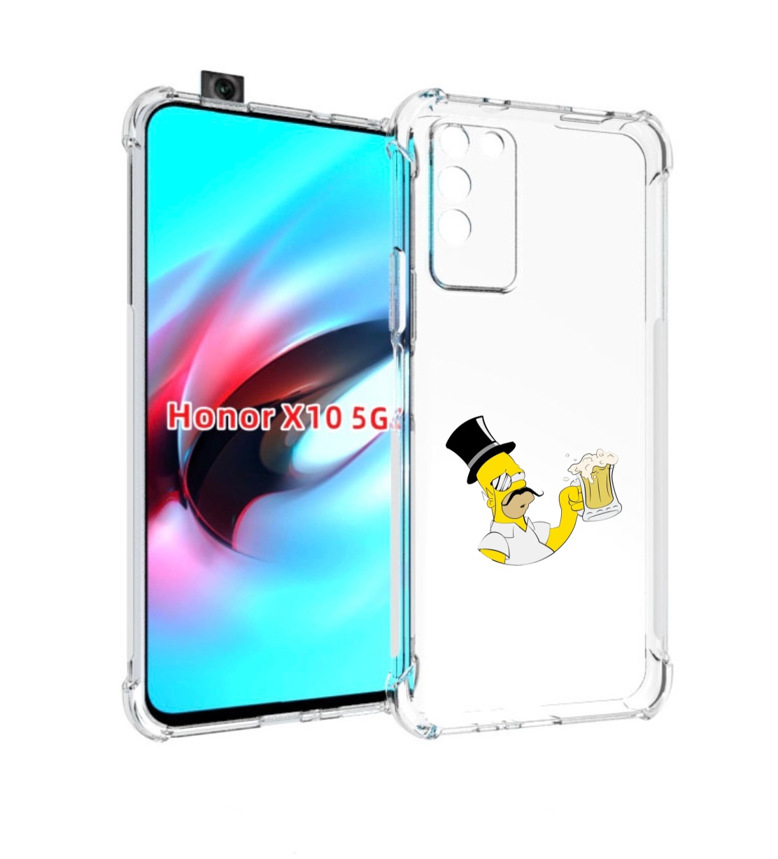 

Чехол MyPads гомер-с-напитком для Honor X10, Прозрачный, Tocco