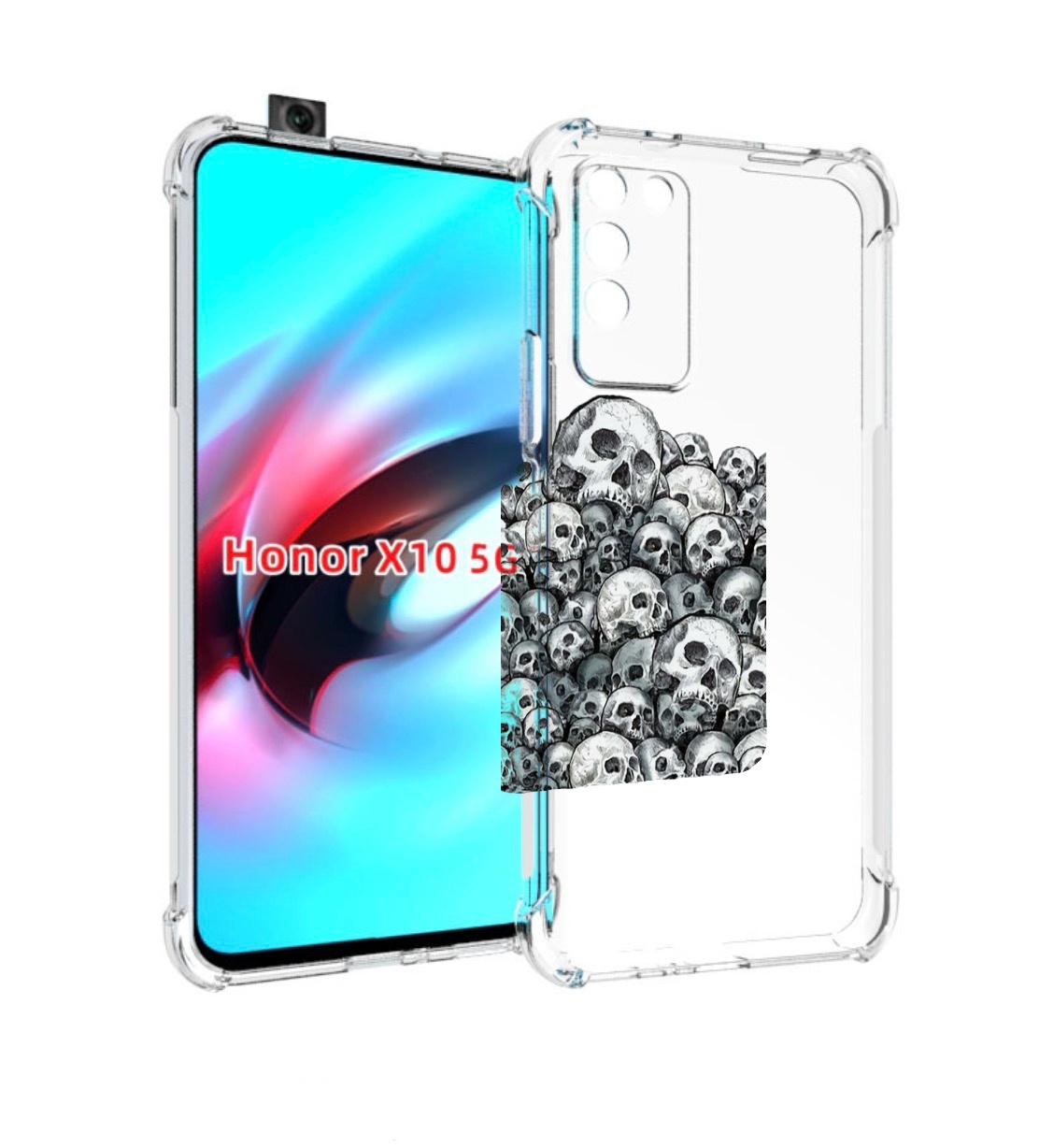 

Чехол MyPads гора из черепов для Honor X10, Прозрачный, Tocco
