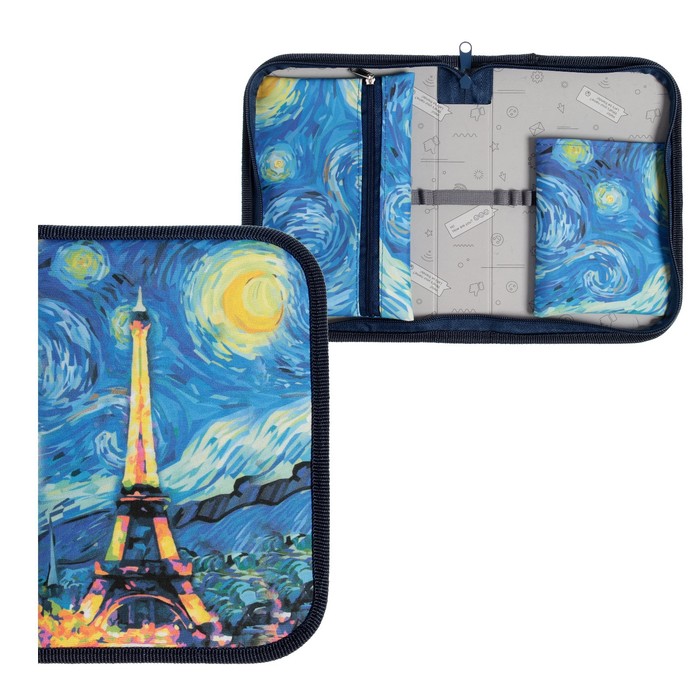 

Пенал 1 секция откидной карман и космет 140*210 ткань Calligrata Content Париж искусство, П1с-21