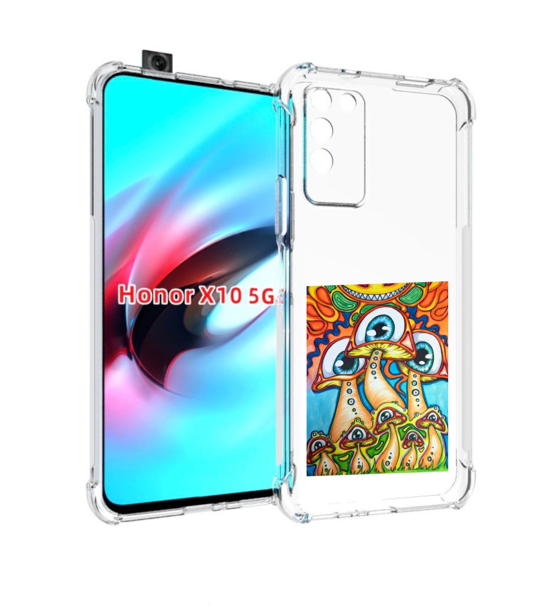 

Чехол MyPads грибы с глазами для Honor X10, Прозрачный, Tocco