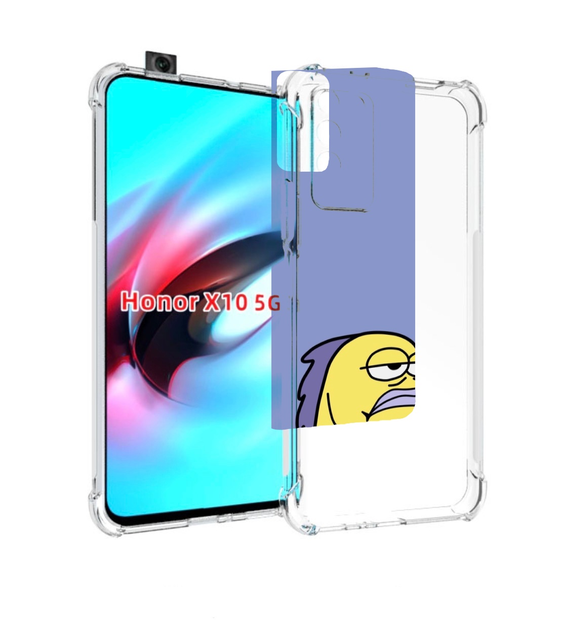 

Чехол MyPads грусная-рыба-из-спанч-боба для Honor X10, Прозрачный, Tocco