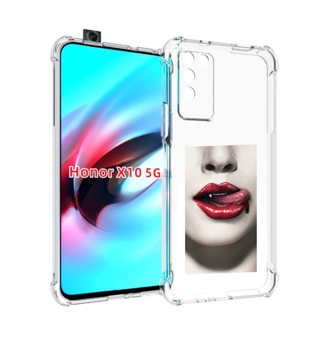 

Чехол MyPads губы-вампирши для Honor X10, Прозрачный, Tocco