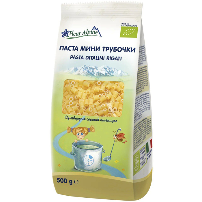 Макароны МИНИ ТРУБОЧКИ Fleur Alpine для всей семьи, 500 г