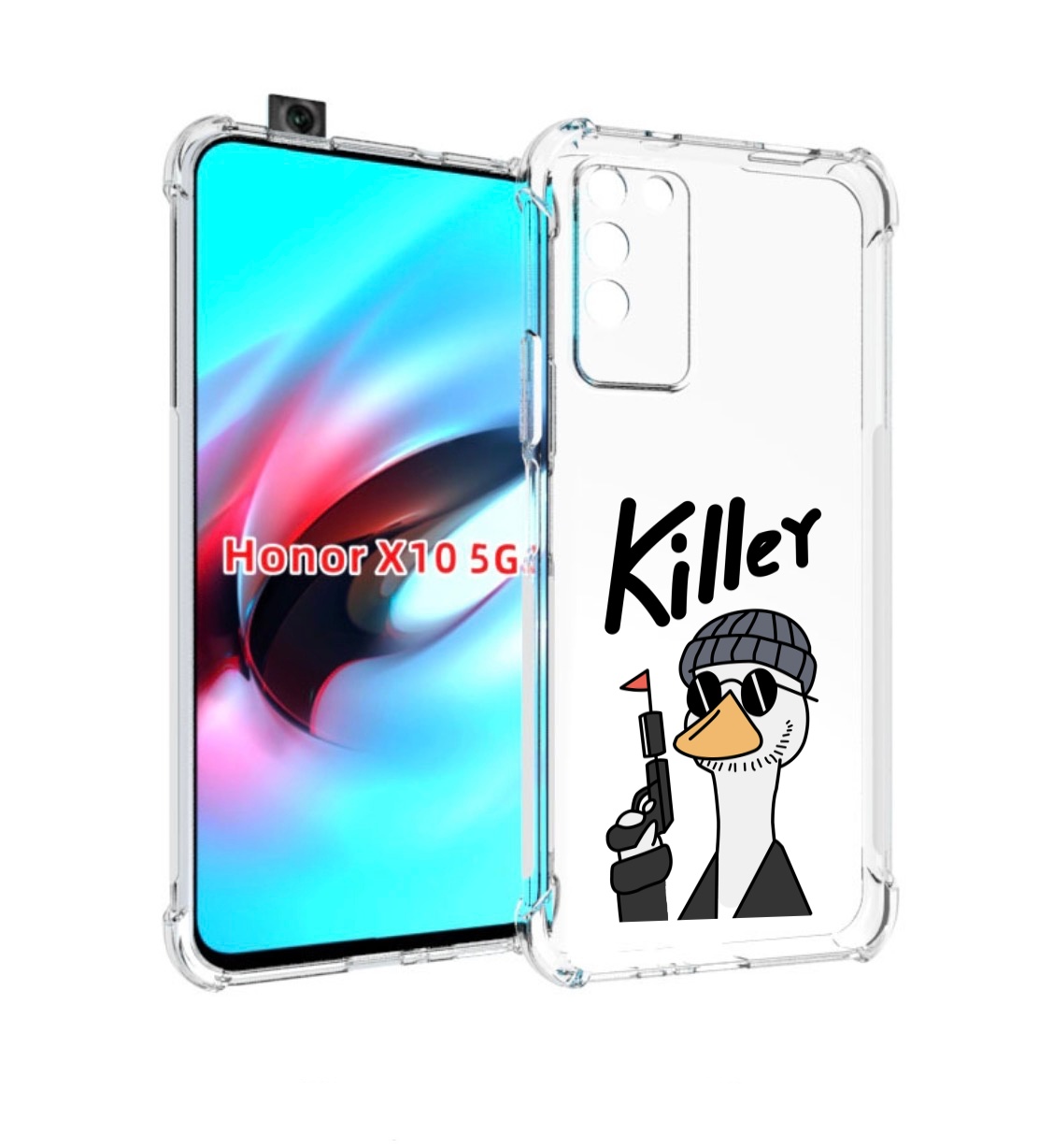 

Чехол MyPads гусь-с-пистолет для Honor X10, Прозрачный, Tocco