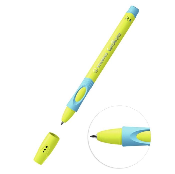 Ручка шариковая STABILO LeftRight для правшей 08 мм желто-голубой корпус стержень синий