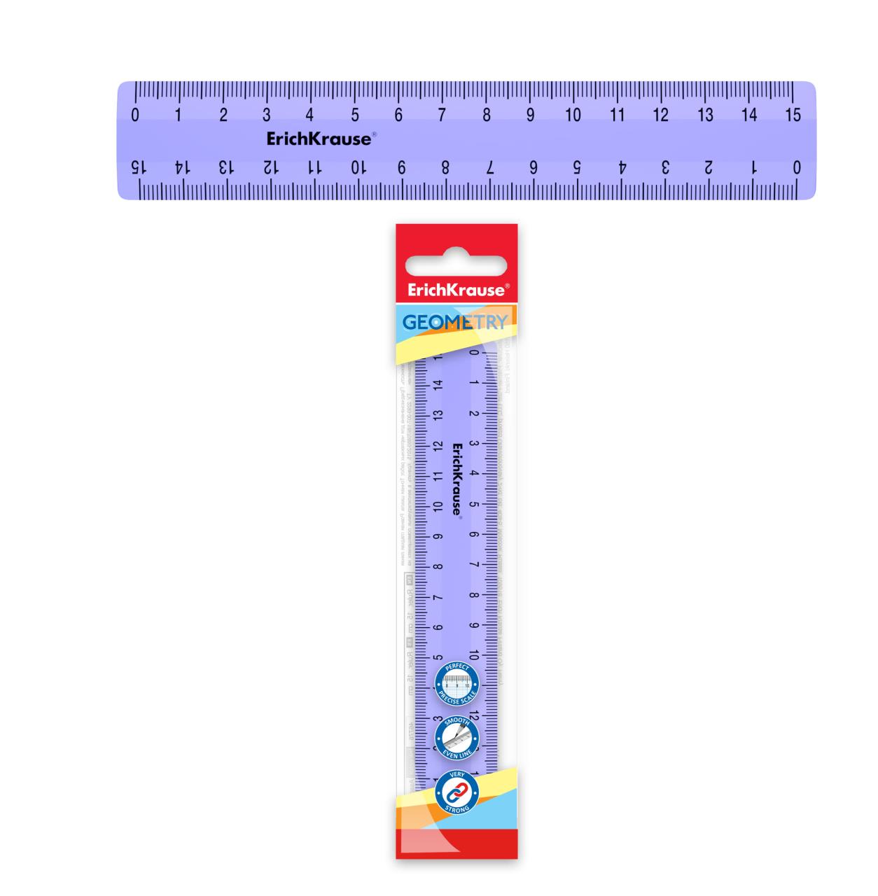 Линейка пластиковая ErichKrause Pastel 15см фиолетовый в флоупаке (всего 20 шт.) (49537)