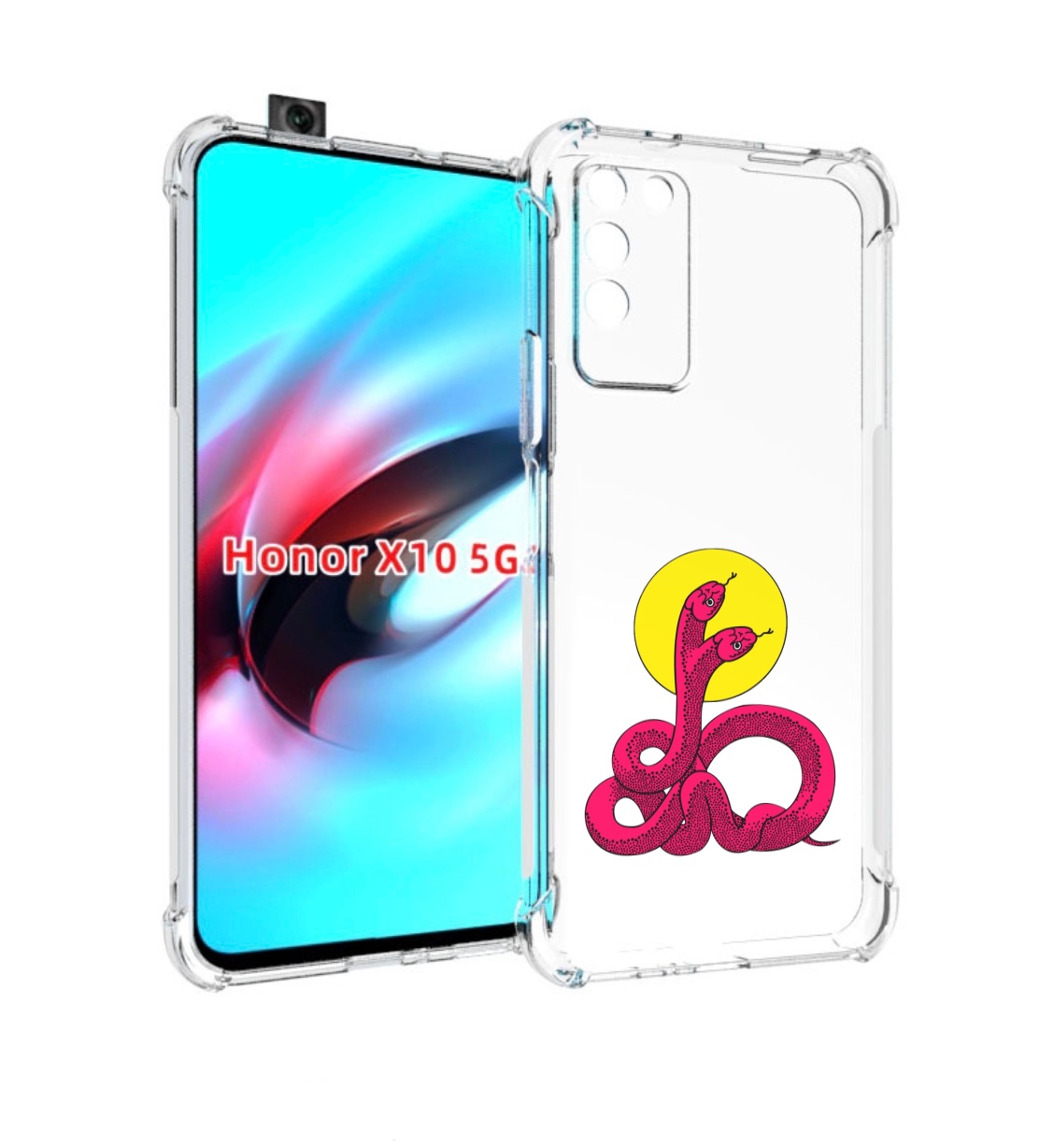

Чехол MyPads двухголовая-змея для Honor X10, Прозрачный, Tocco