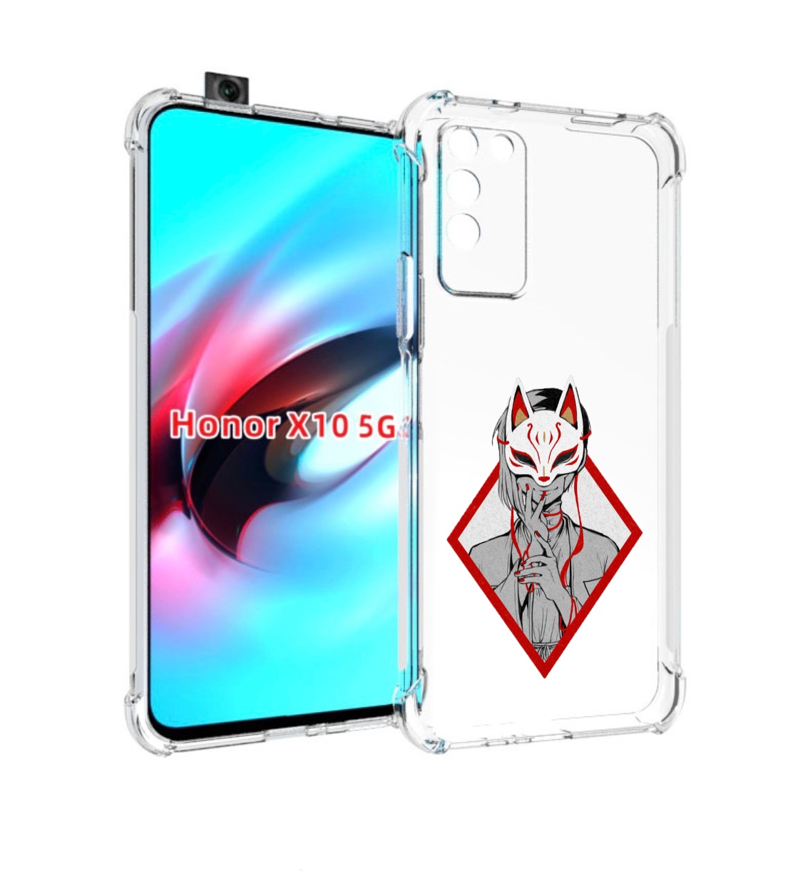 

Чехол MyPads девушка в маске япония для Honor X10, Прозрачный, Tocco
