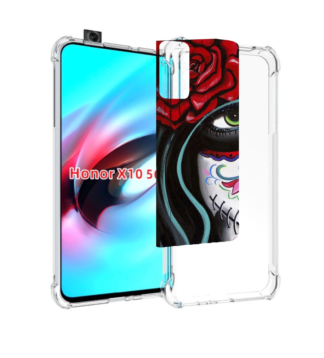 

Чехол MyPads девушка в масочке расписная женский для Honor X10, Прозрачный, Tocco