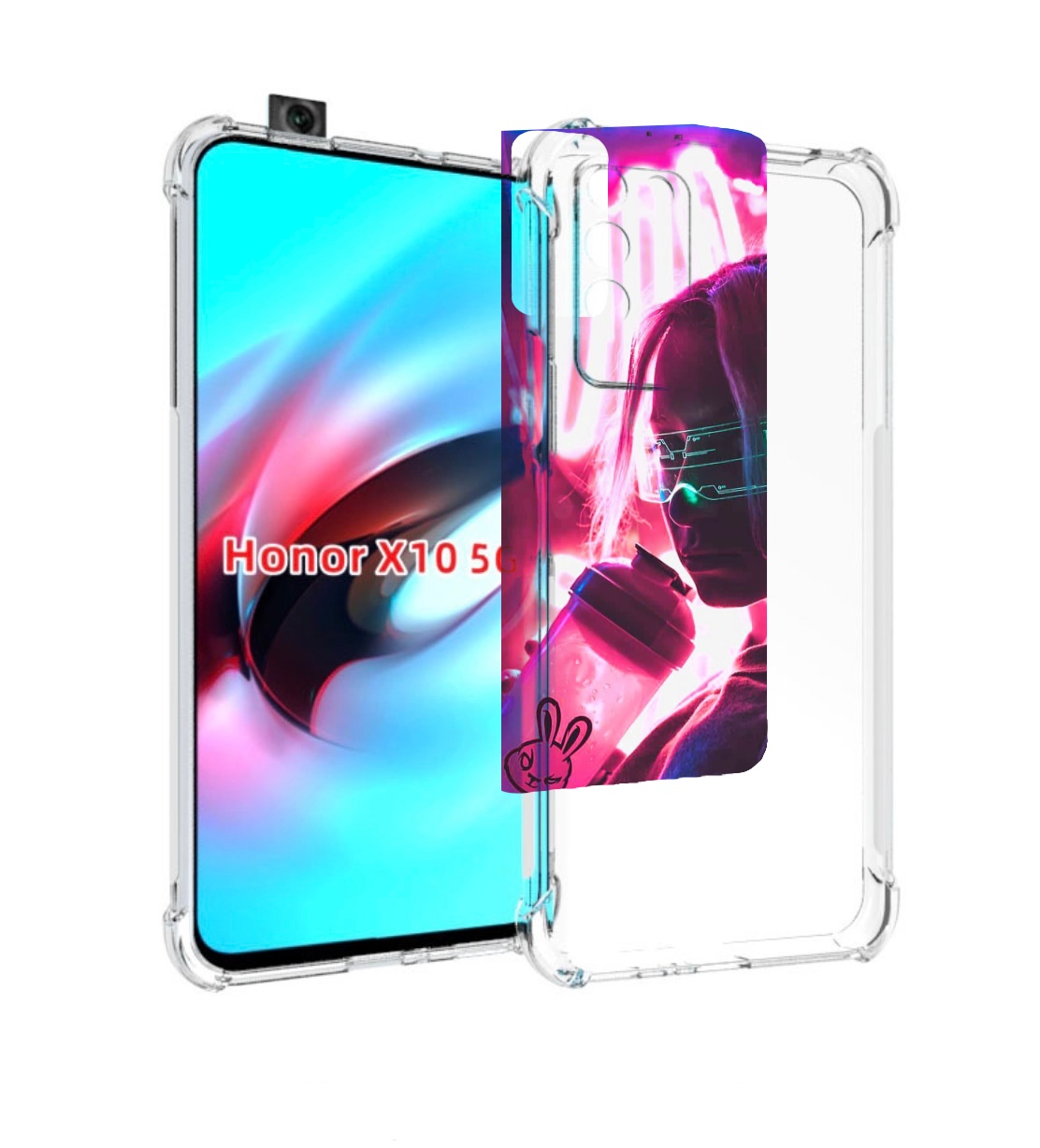 Чехол MyPads девушка неоновый фон женский для Honor X10