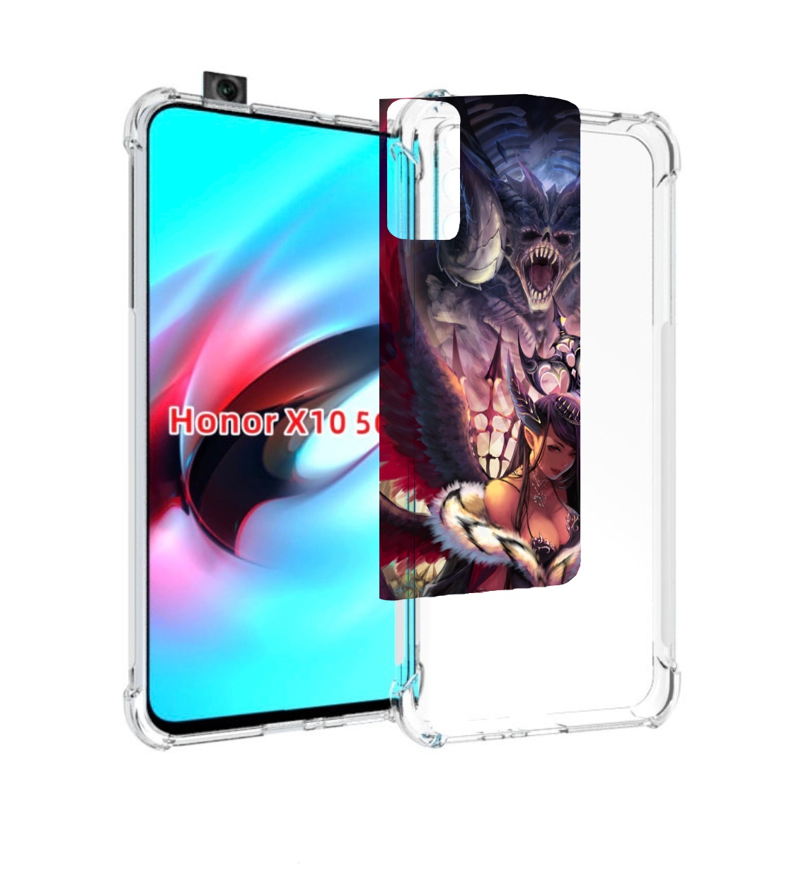 

Чехол MyPads девушка с демоном на фоне женский для Honor X10, Прозрачный, Tocco