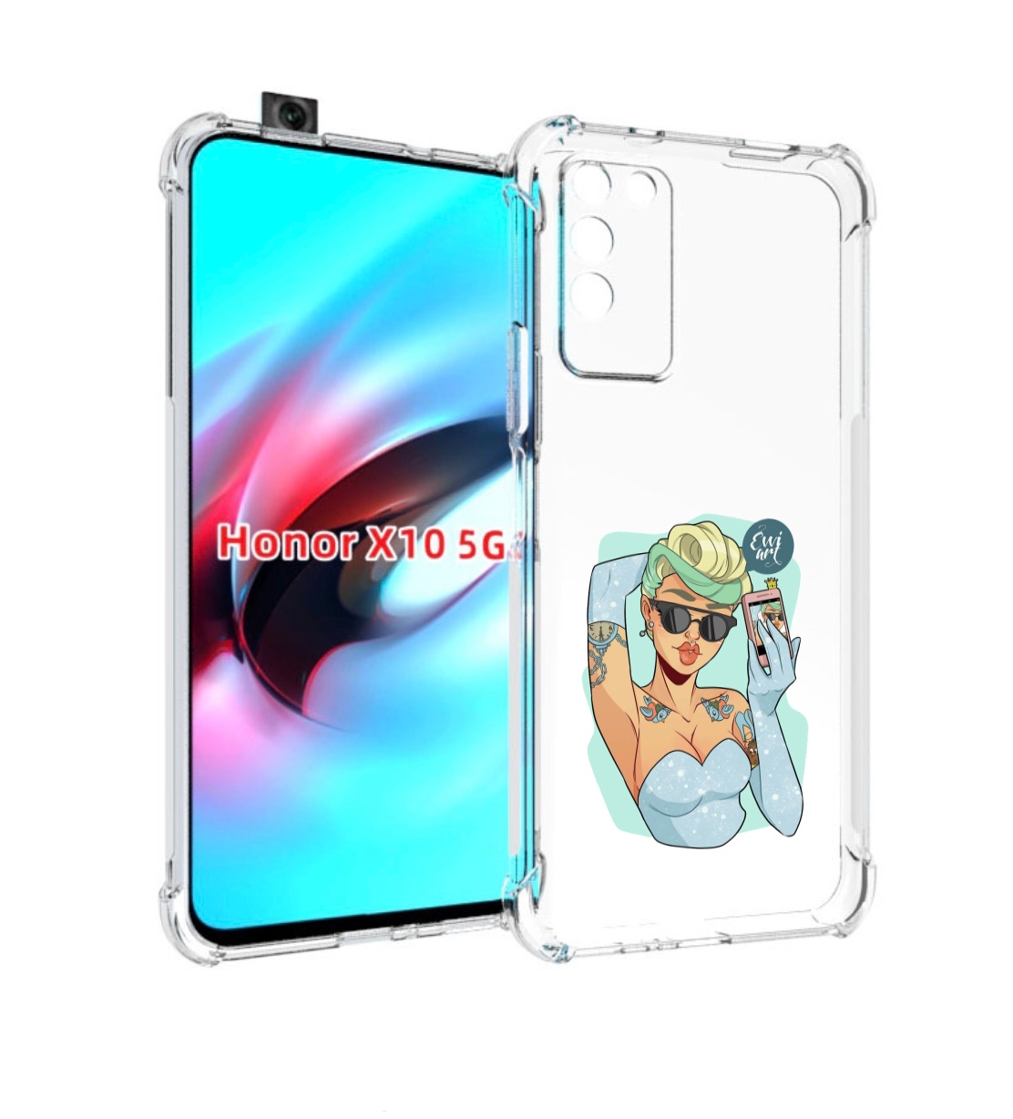 

Чехол MyPads девушка с короткой стрижкой женский для Honor X10, Прозрачный, Tocco