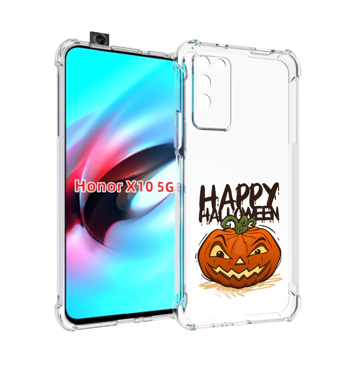 

Чехол MyPads Хэллоуин счастливый для Honor X10, Прозрачный, Tocco