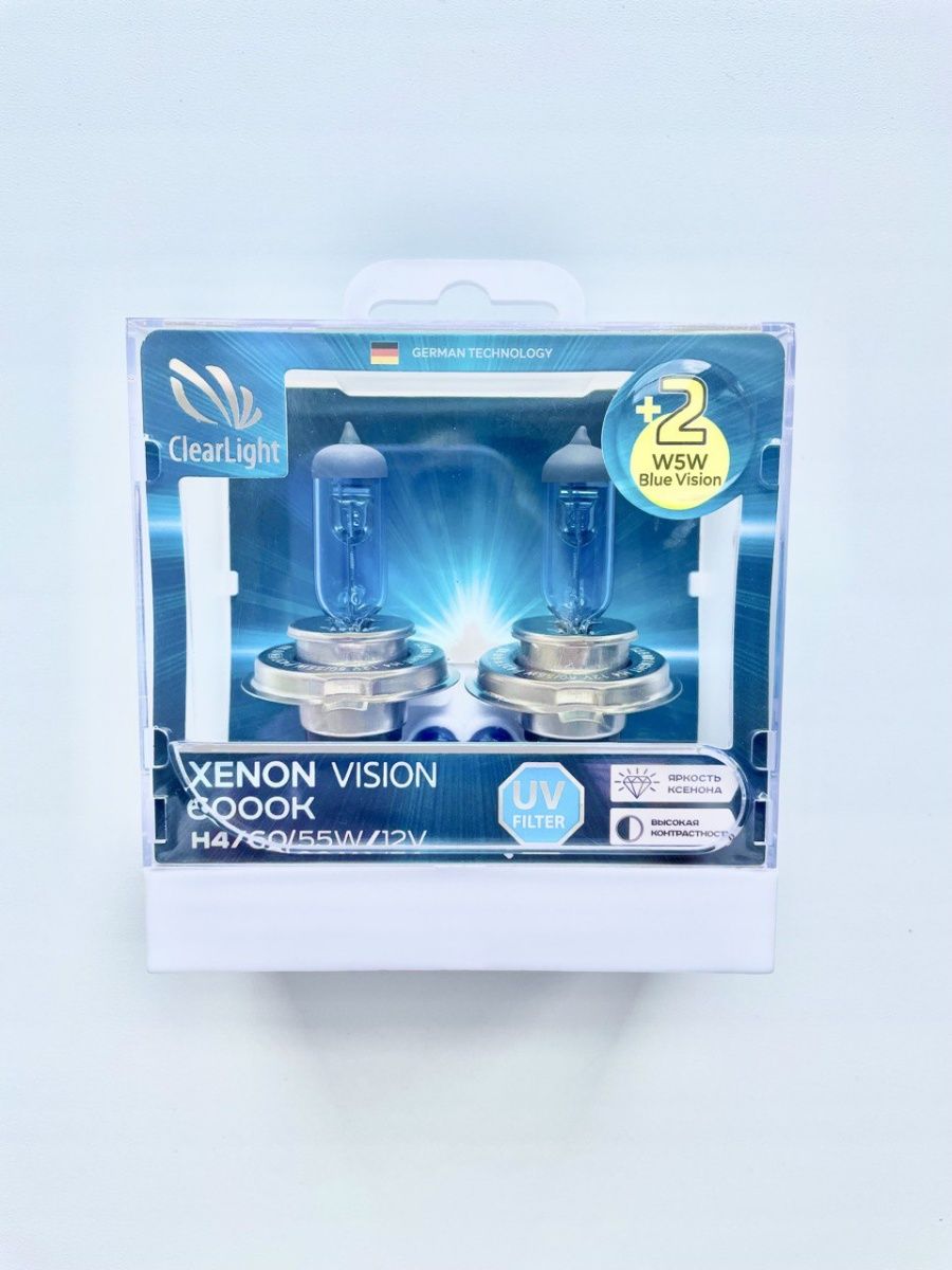 Галогеновые лампы ClearLight H4 XenonVision 2 штW5W BlueVision 2 шт 732₽