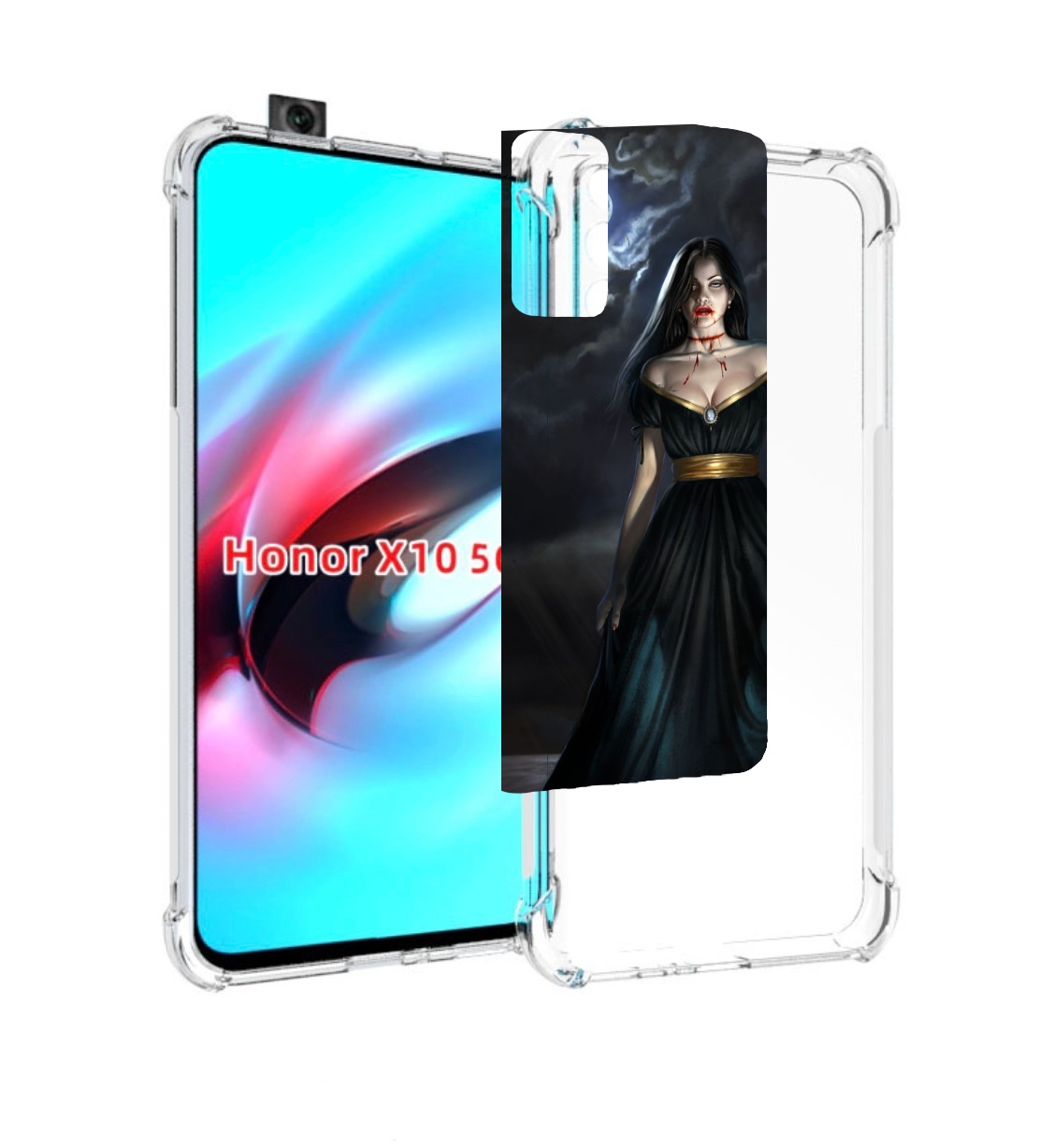 

Чехол MyPads девушка с порезом на горле женский для Honor X10, Прозрачный, Tocco