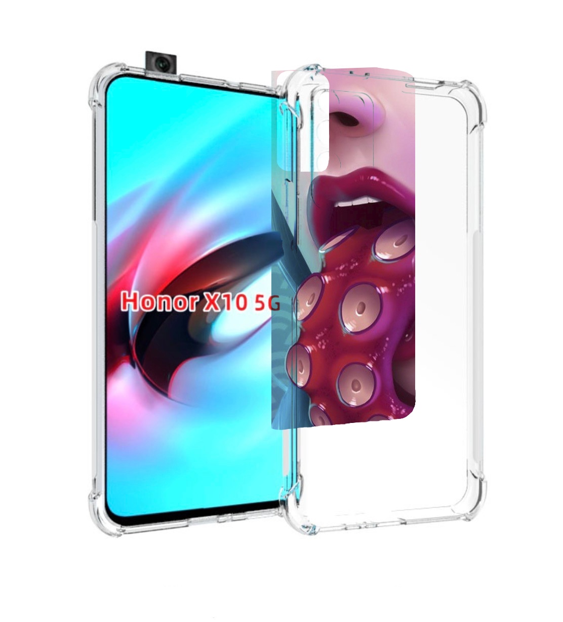 

Чехол MyPads девушка с щупальцой женский для Honor X10, Прозрачный, Tocco