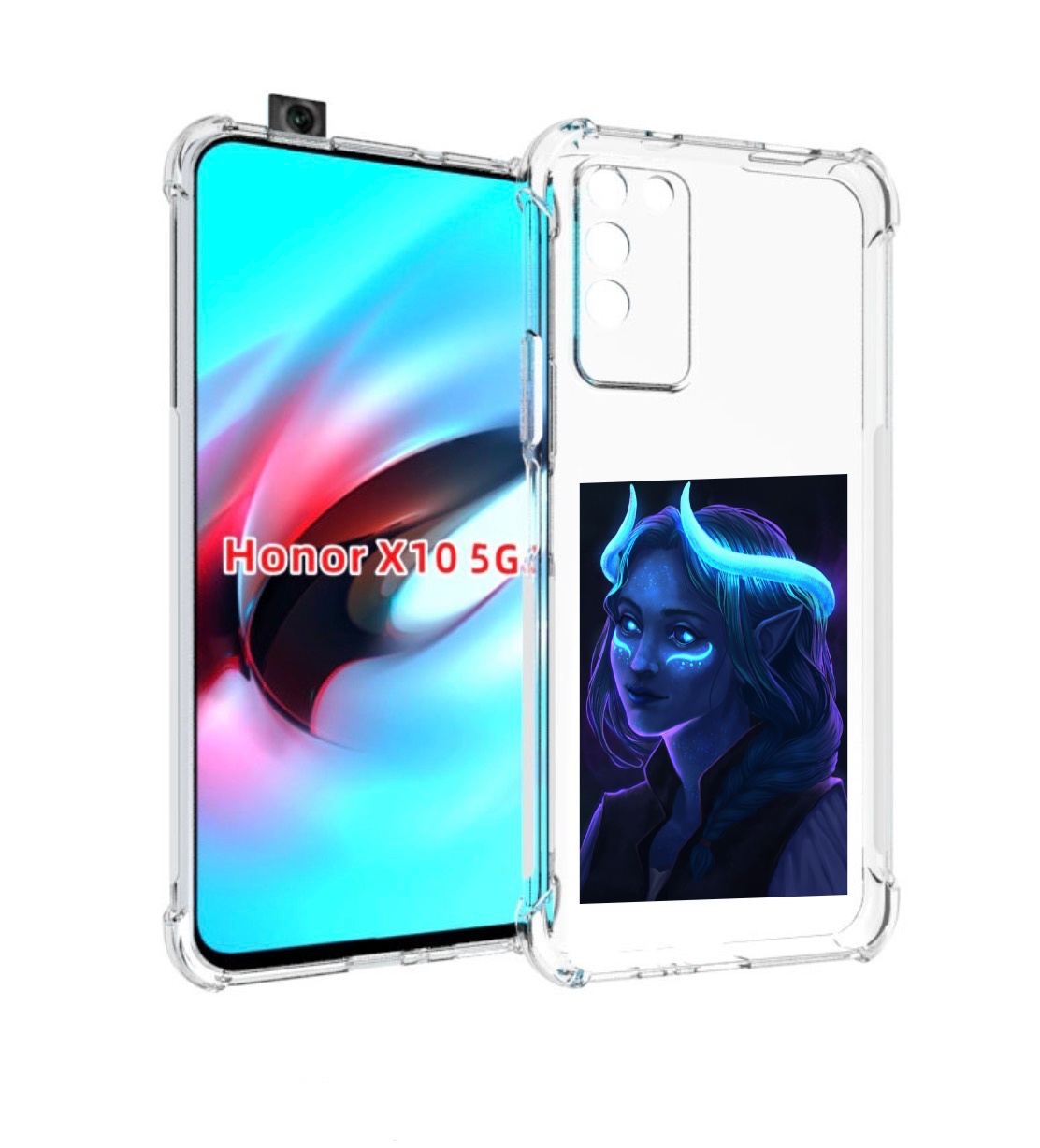 

Чехол MyPads девушка синяя ледяная женский для Honor X10, Прозрачный, Tocco