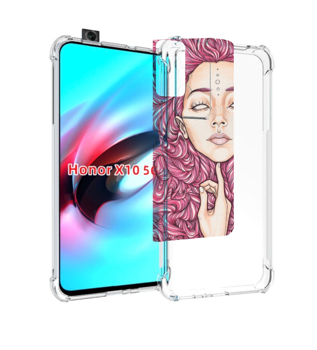 

Чехол MyPads девушка утонула в волосах женский для Honor X10, Прозрачный, Tocco