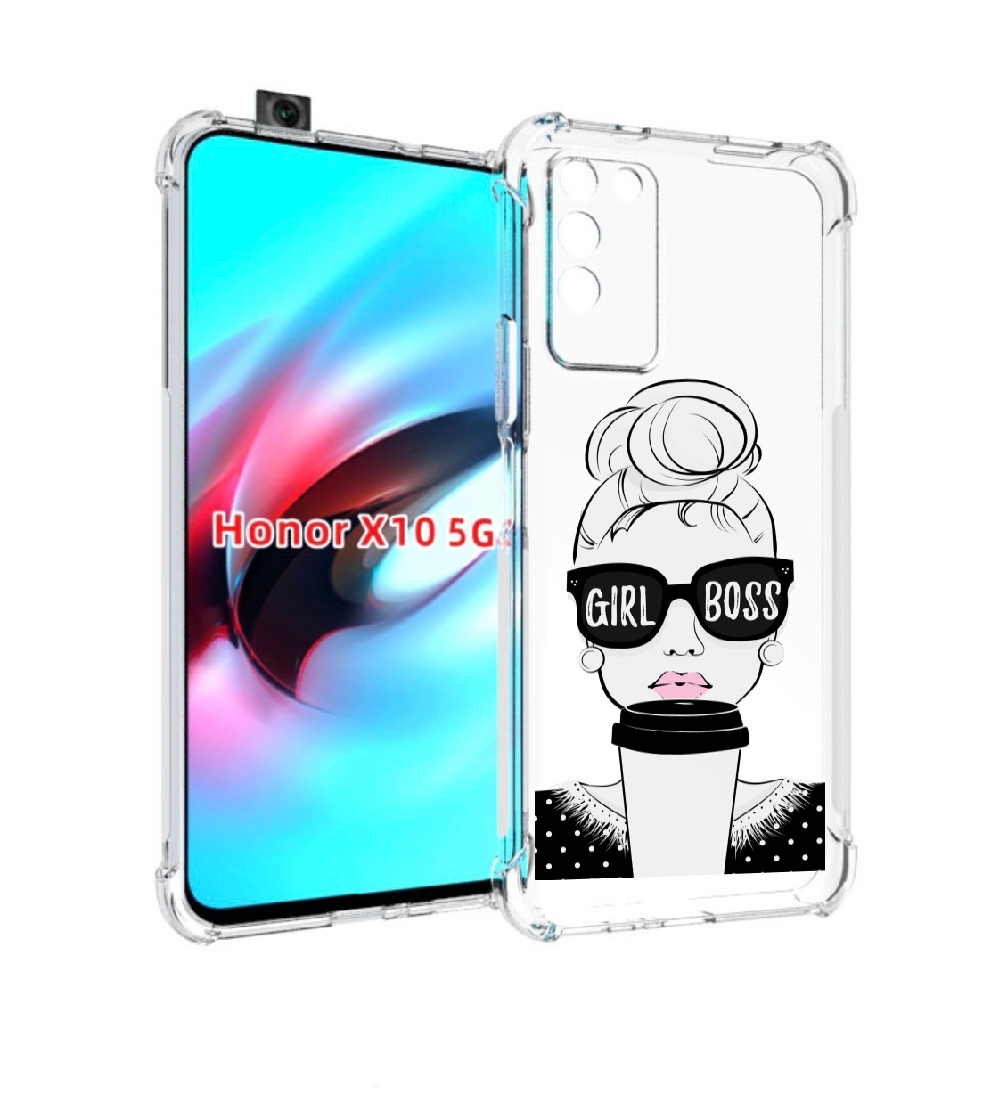 

Чехол MyPads девушка-босс женский для Honor X10, Прозрачный, Tocco