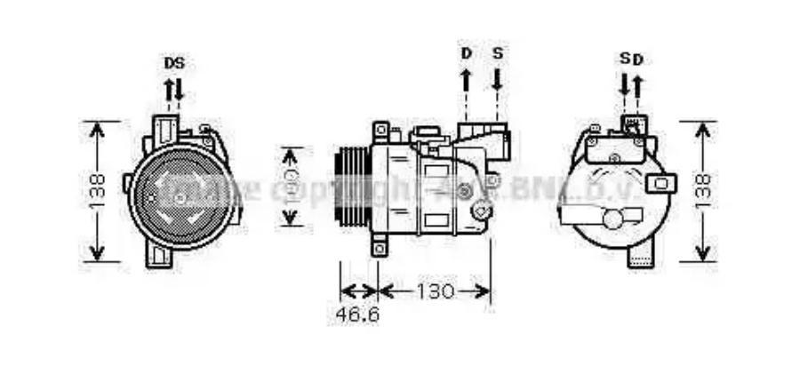 Компрессор кондиционера BMW 1/3/3 Touring 04>12 AVA BWAK319