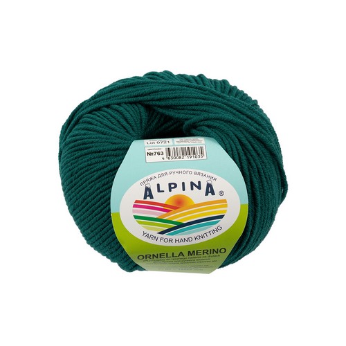 

Пряжа ALPINA ORNELLA MERINO 10 шт. х 50 г шт. в упак. цвет №763 сине-зеленый ORNE