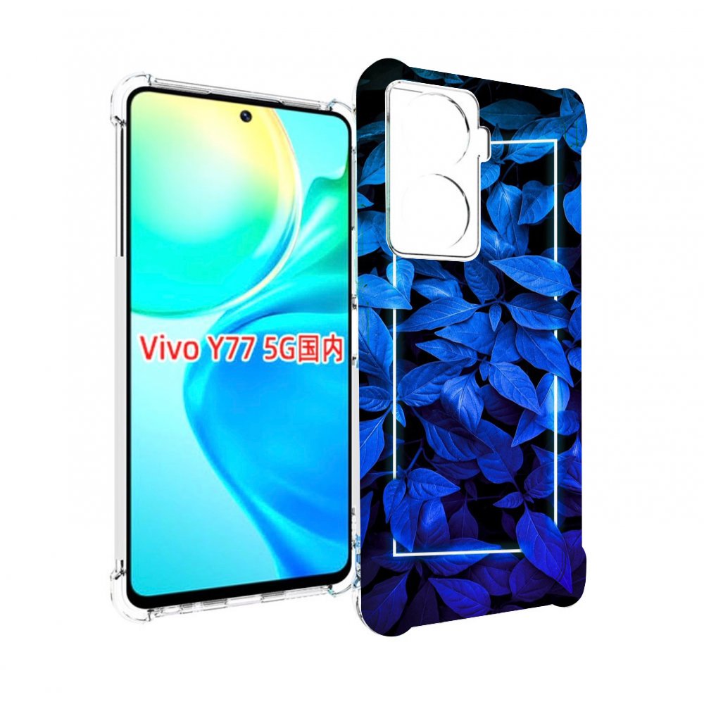 

Чехол MyPads голубые цветочки неон для Vivo Y77 5G, Прозрачный, Tocco
