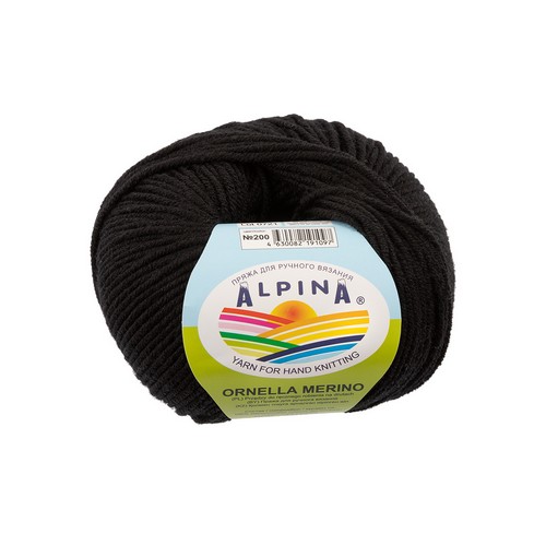 

Пряжа ALPINA ORNELLA MERINO 10 шт. х 50 г шт. в упак. цвет №200 ЧЕРНЫЙ ORNELLA ME