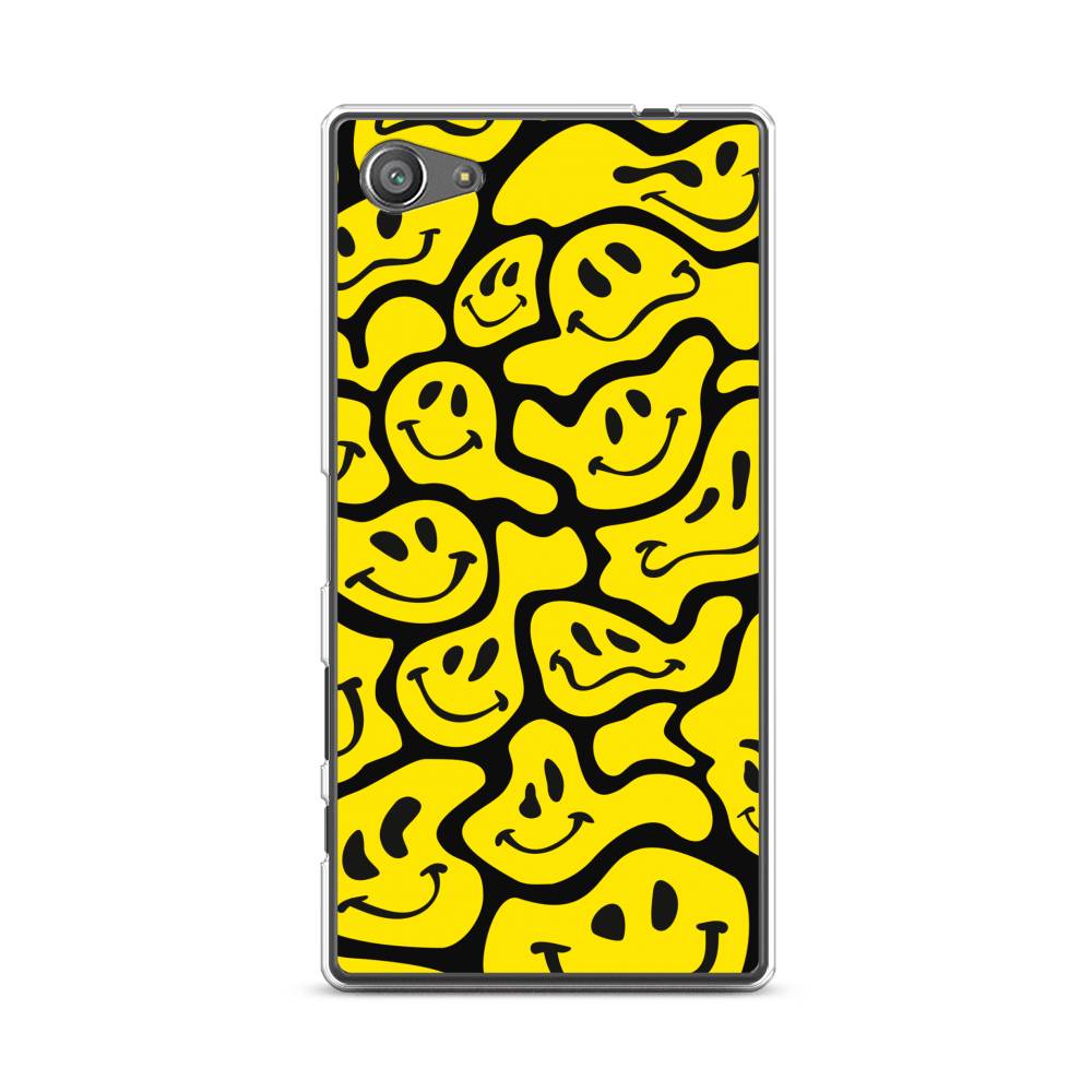 

Чехол для Sony Xperia Z5 compact "Расплывчатые смайлики желтые", Черный;желтый, 52250-6