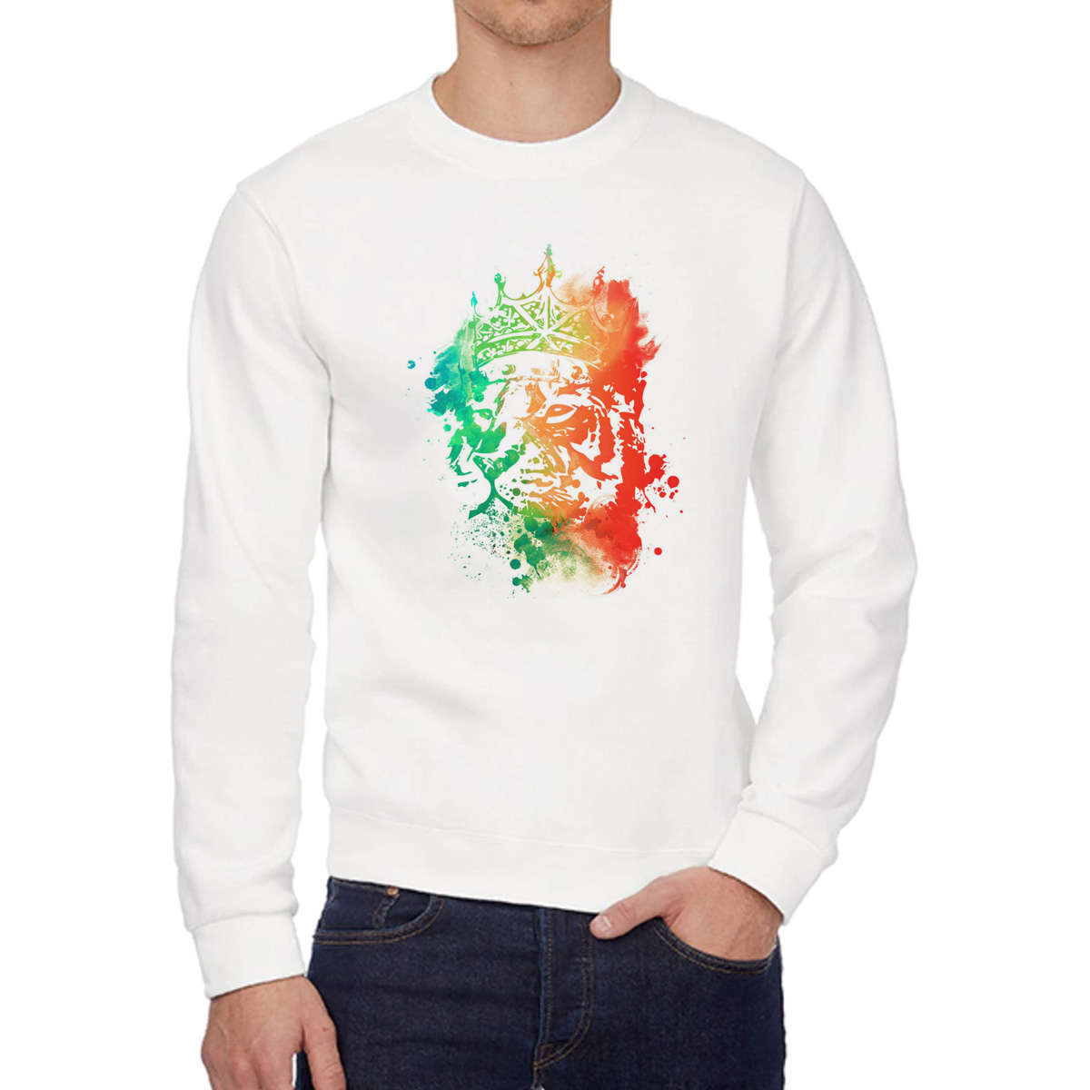 

Свитшот мужской CoolPodarok Краски Король лев белый 54 RU, 54W02587