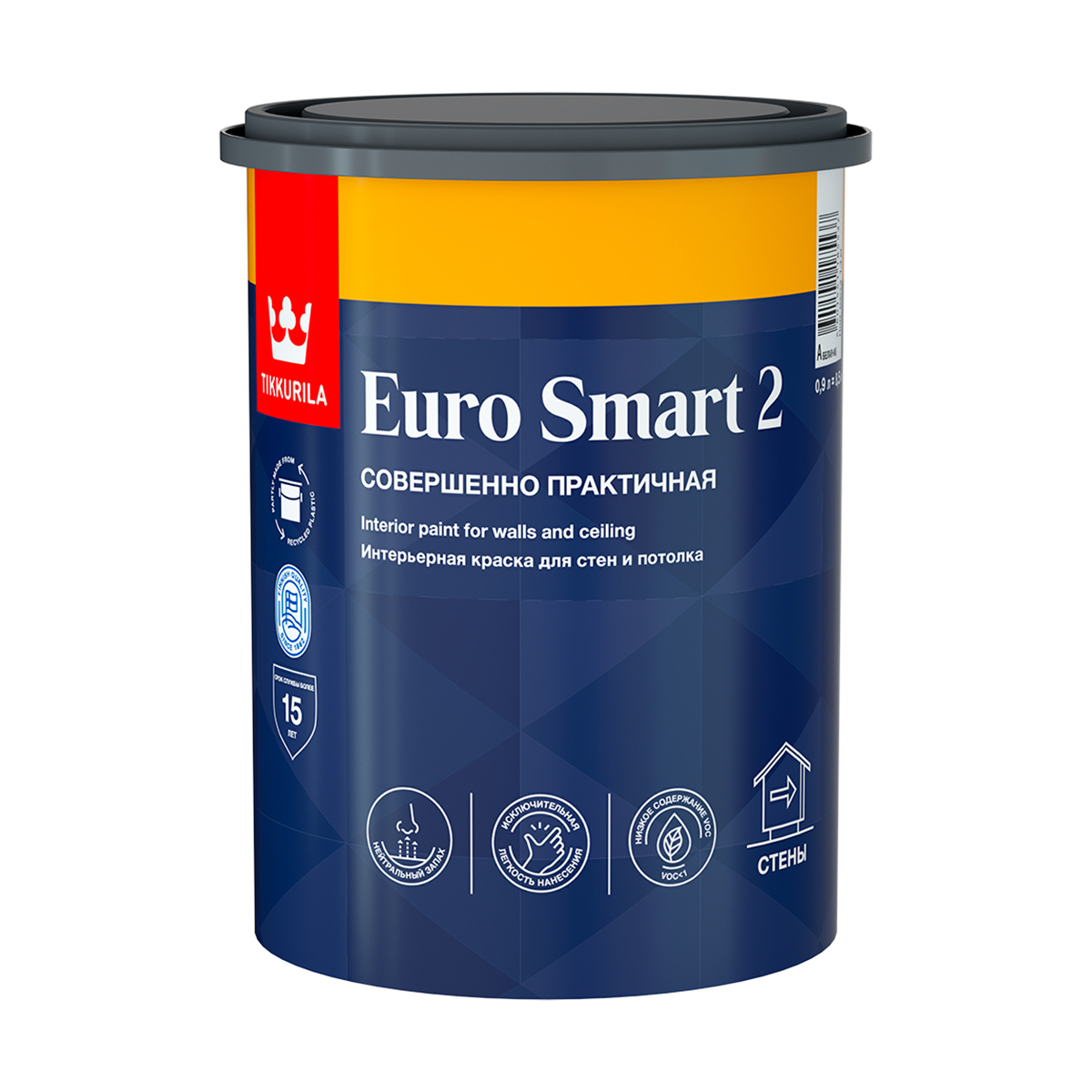 

Краска Tikkurila Euro Smart 2, база A, 0,9 л, Белый, Tikkurila-16