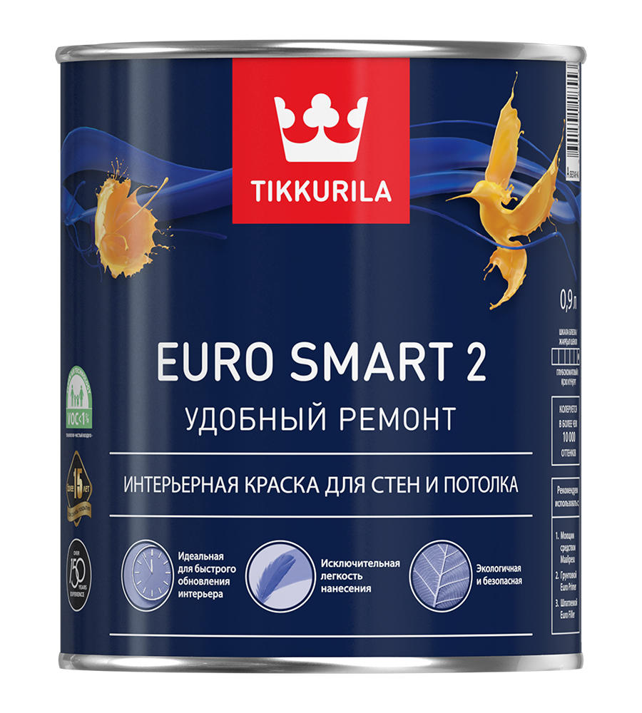 Краска Tikkurila Euro Smart 2, база A, 0,9 л